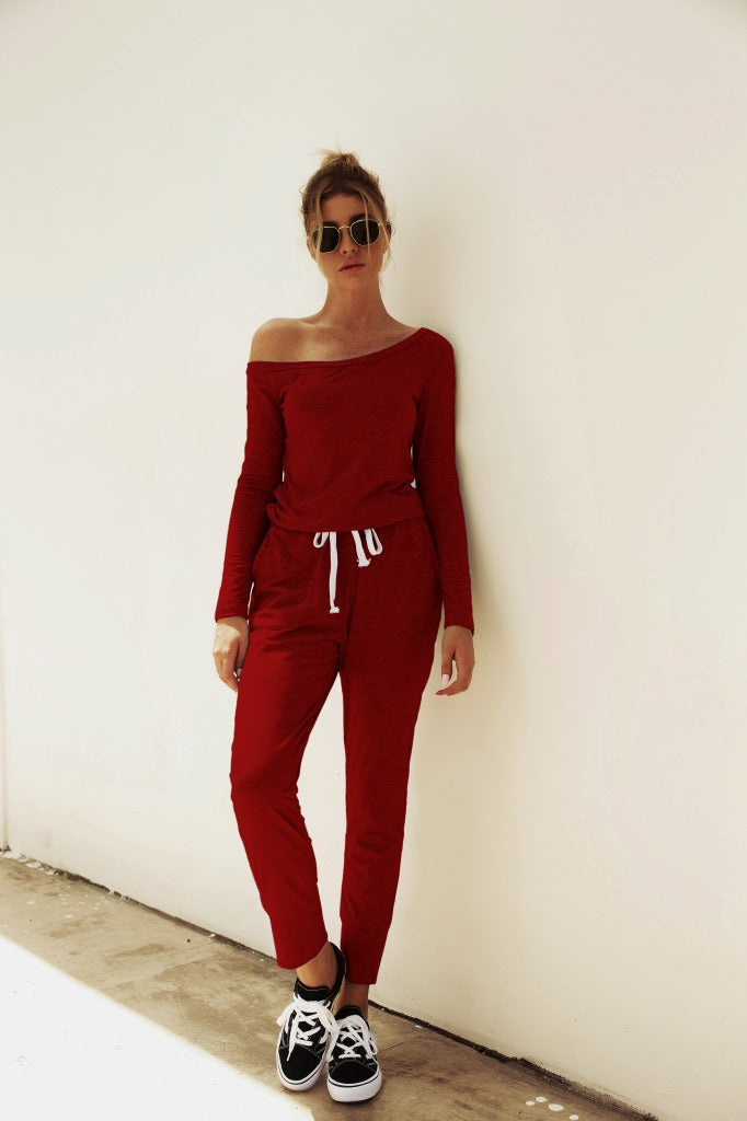 Women's Casual One-Shoulder Jumpsuit with Elastic Waist
