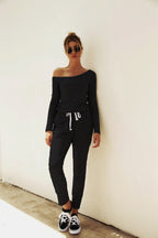 Women's Casual One-Shoulder Jumpsuit with Elastic Waist