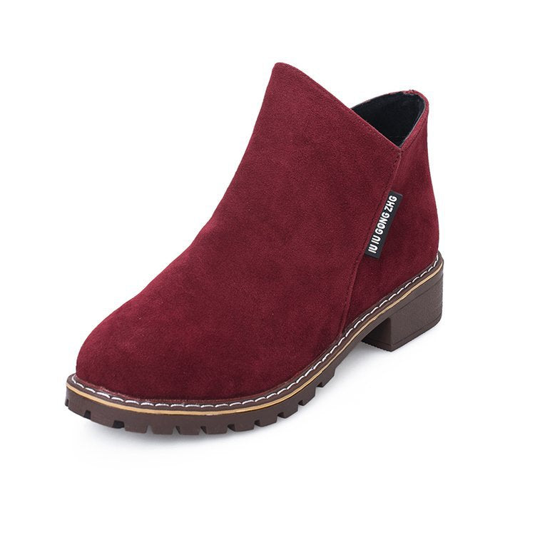 Women's Soft Suede Ankle Boots with Stable Block Heel