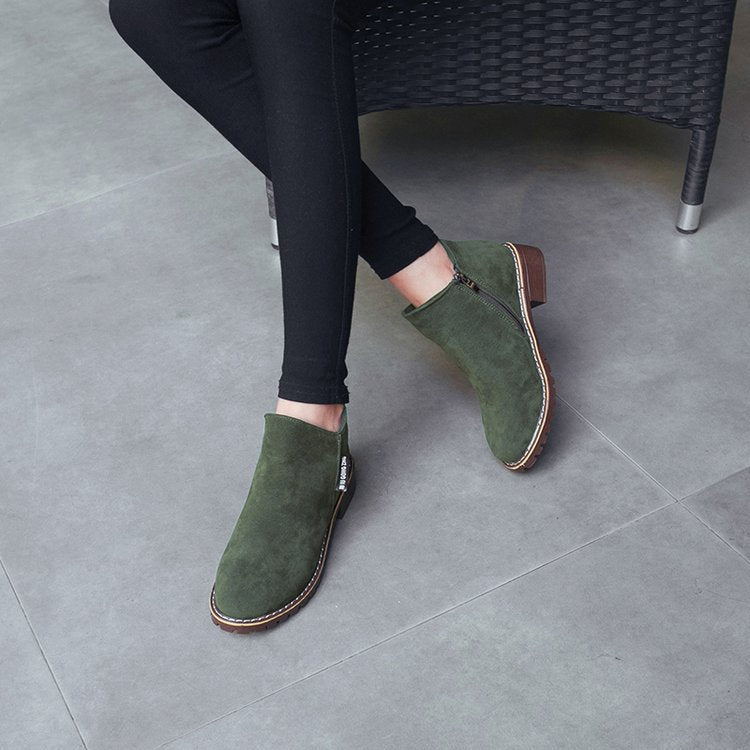 Women's Soft Suede Ankle Boots with Stable Block Heel