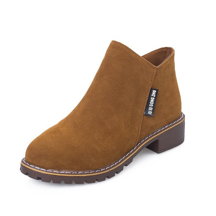 Women's Soft Suede Ankle Boots with Stable Block Heel