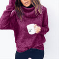 Women's Cozy Oversized Sweater with High Collar and Textured Knit