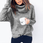 Women's Cozy Oversized Sweater with High Collar and Textured Knit