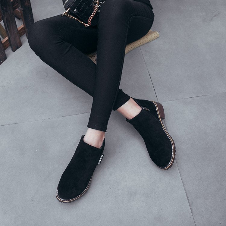 Women's Soft Suede Ankle Boots with Stable Block Heel
