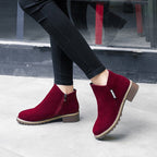 Women's Soft Suede Ankle Boots with Stable Block Heel
