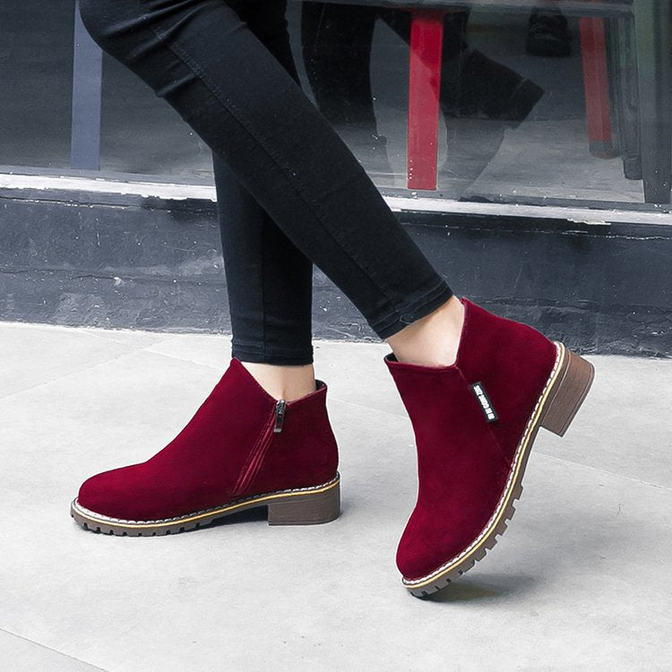 Women's Soft Suede Ankle Boots with Stable Block Heel