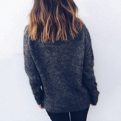 Women's Cozy Oversized Sweater with High Collar and Textured Knit