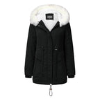 Fashionable Winter Parka with Detachable Faux Fur Collar and Adjustable Waist