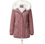 Fashionable Winter Parka with Detachable Faux Fur Collar and Adjustable Waist