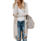 Women's Long Cardigan with Button Details and Pockets