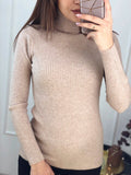 Women's Fine Turtleneck Sweater with Ribbed Structure