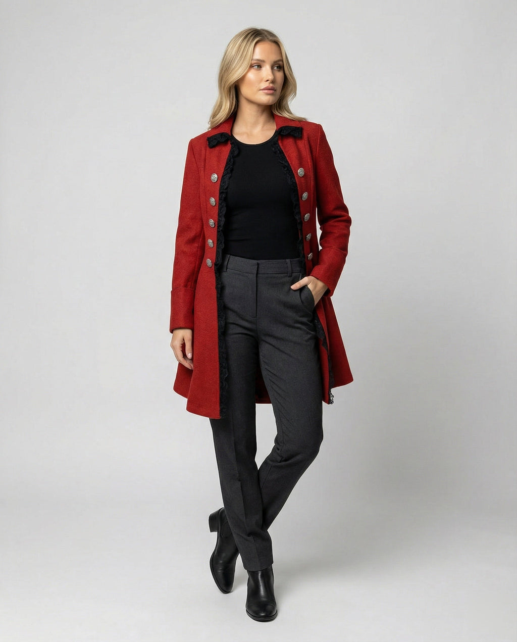 Women's Historical Hooded Coat with Elegant Ruffles