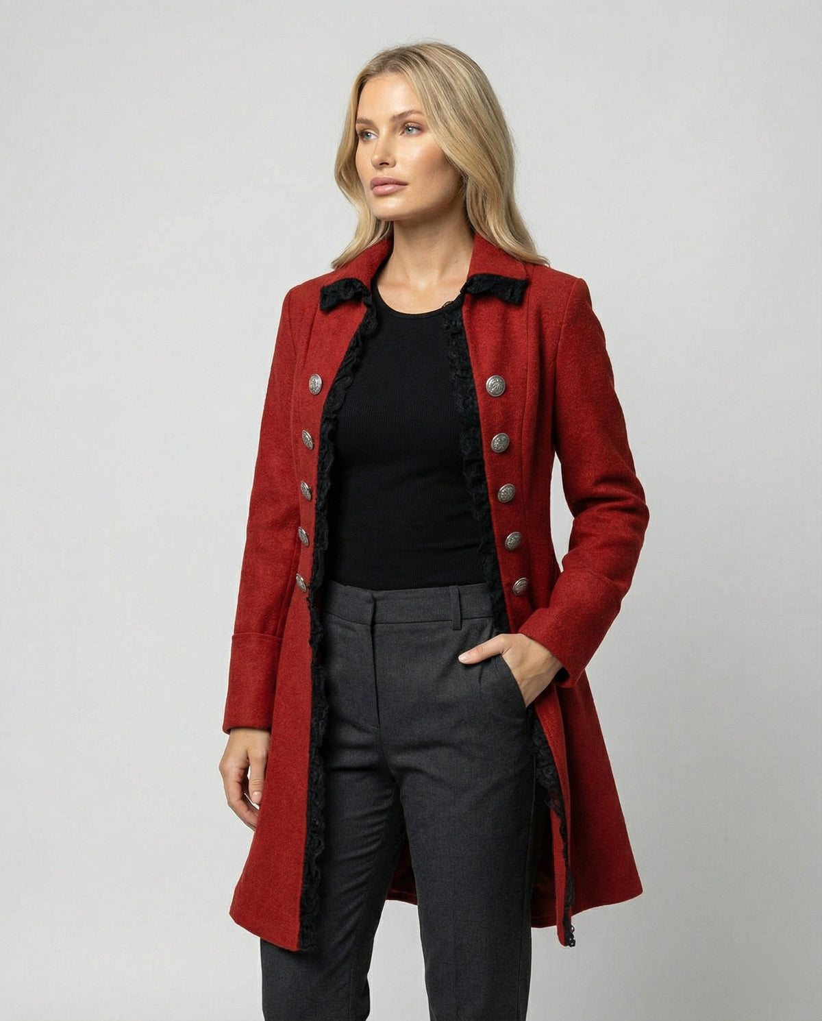 Women's Historical Hooded Coat with Elegant Ruffles