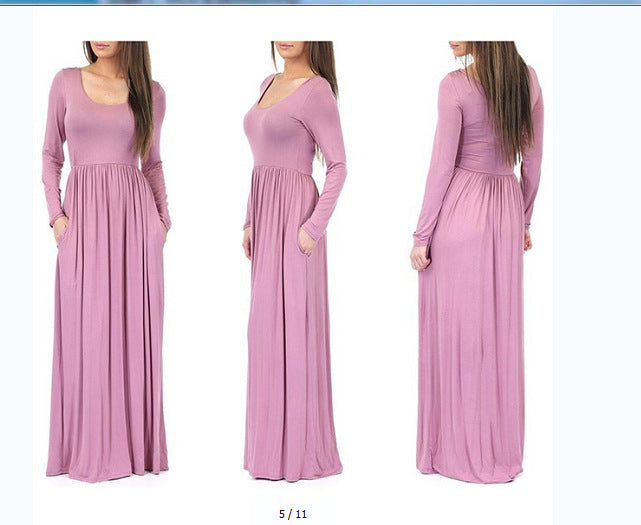 Women's Everyday Maxi Dress with Pockets and Flowing Cut
