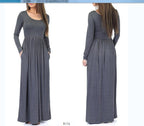 Women's Everyday Maxi Dress with Pockets and Flowing Cut