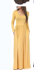 Women's Everyday Maxi Dress with Pockets and Flowing Cut