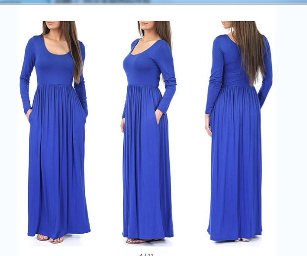 Women's Everyday Maxi Dress with Pockets and Flowing Cut