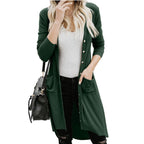 Women's Long Cardigan with Button Details and Pockets