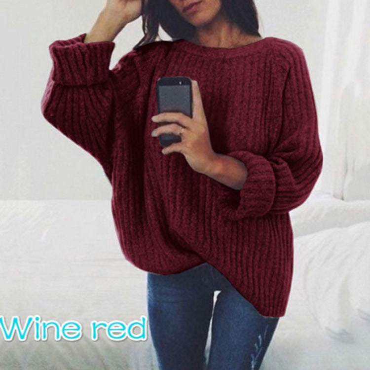 Women's Chunky Knit Sweater with Casual Fit and Wide Sleeves