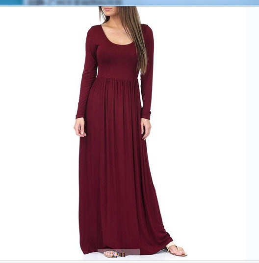 Women's Everyday Maxi Dress with Pockets and Flowing Cut