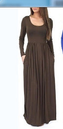 Women's Everyday Maxi Dress with Pockets and Flowing Cut