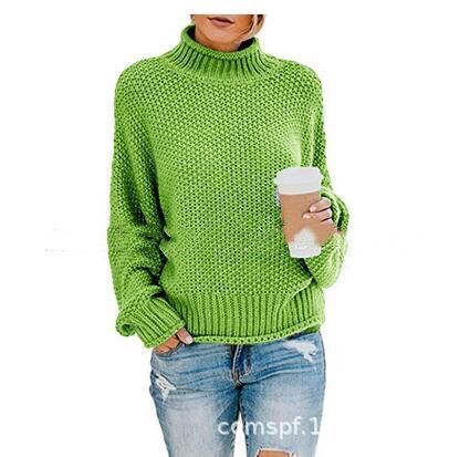 Cozy Women's Knit Sweater with High Collar and Soft Texture
