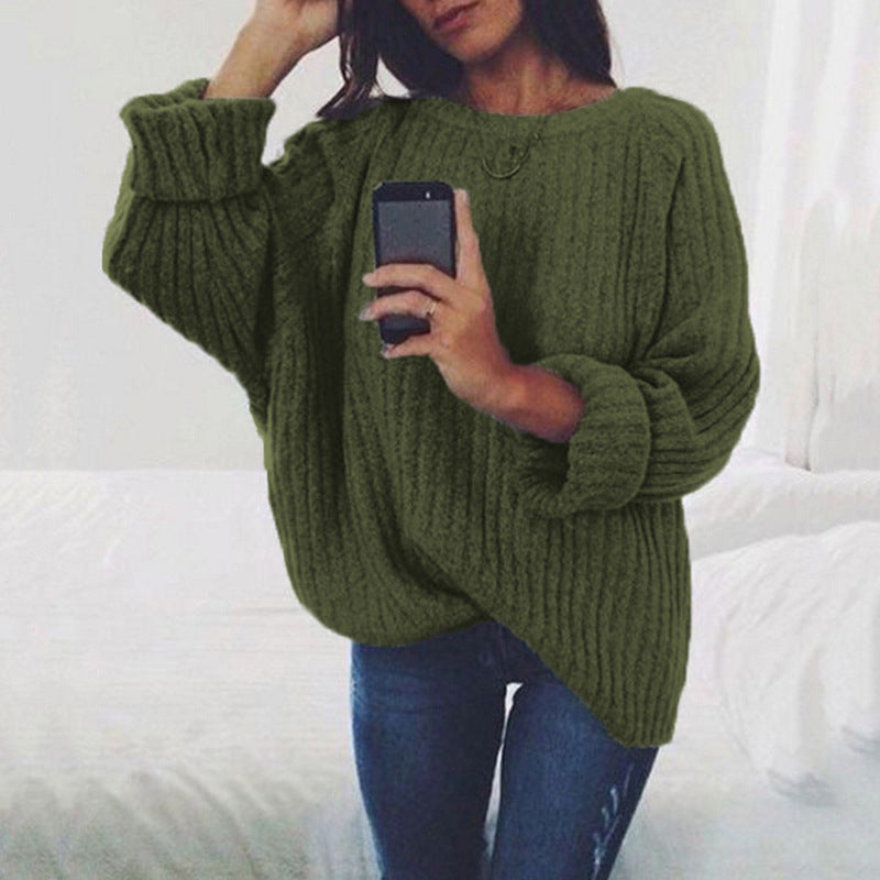 Women's Chunky Knit Sweater with Casual Fit and Fashionable Ribbed Pattern
