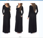Women's Everyday Maxi Dress with Pockets and Flowing Cut