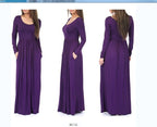 Women's Everyday Maxi Dress with Pockets and Flowing Cut