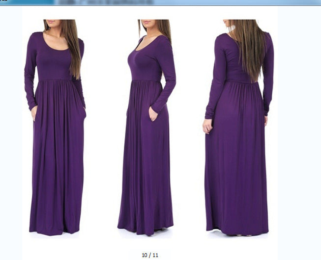 Women's Everyday Maxi Dress with Pockets and Flowing Cut