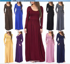 Women's Everyday Maxi Dress with Pockets and Flowing Cut