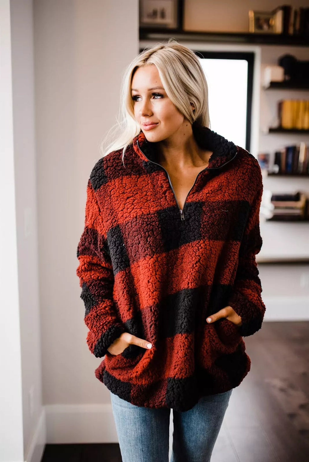 Women's Cozy Fleece Pullover with High Collar