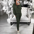 Women's Leisure Suit with Zipper and Elastic Waistband