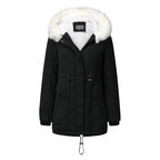 Fashionable Winter Parka with Detachable Faux Fur Collar and Adjustable Waist