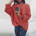 Women's Chunky Knit Sweater with Casual Fit and Wide Sleeves
