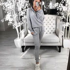 Women's Leisure Suit with Zipper and Elastic Waistband