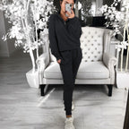 Women's Leisure Suit with Zipper and Elastic Waistband