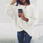 Women's Chunky Knit Sweater with Casual Fit and Wide Sleeves