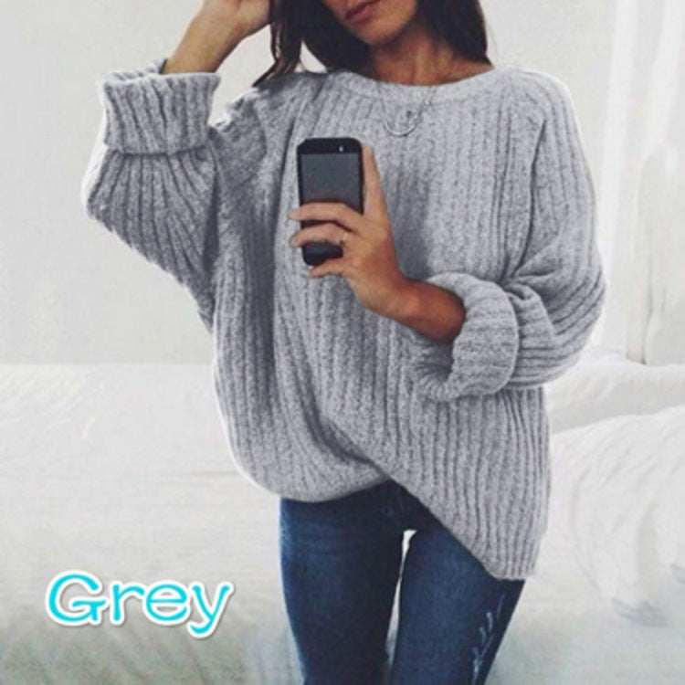 Women's Chunky Knit Sweater with Dropped Shoulders