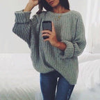 Women's Chunky Knit Sweater with Casual Cut and Voluminous Sleeves