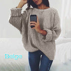 Women's Chunky Knit Sweater with Casual Cut and Voluminous Sleeves