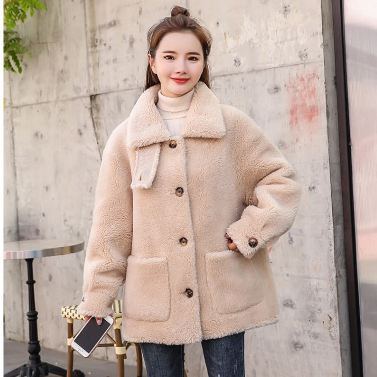 Women's Cozy Fleece Coat with High Collar