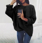 Women's Chunky Knit Sweater with Casual Cut and Voluminous Sleeves