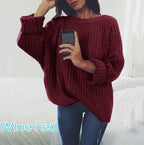 Women's Chunky Knit Sweater with Casual Cut and Voluminous Sleeves