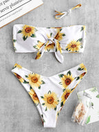 Women's Floral Bandeau Bikini with Knot Detail