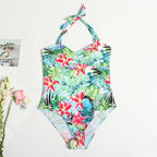 Women's One-Piece Swimsuit with Tropical Pattern