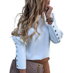Women's Elegant Blouse with Fashionable Button Details and Relaxed Fit