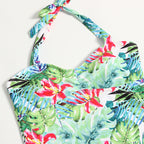 Women's One-Piece Swimsuit with Tropical Pattern