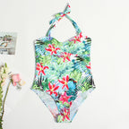 Women's One-Piece Swimsuit with Tropical Pattern