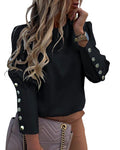 Women's Elegant Blouse with Fashionable Button Details and Relaxed Fit